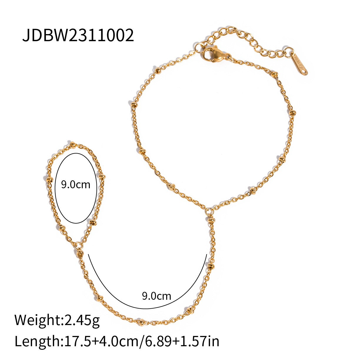 18K Gold Silver Waterproof Minimalist Hand Chain Jewelry Bracelet