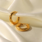 18K Gold Classic Thick Small Hoop Huggie Earrings