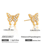 18K Gold Mini Icons Pave Heart Butterfly Cartilage Earrings Ear Studs