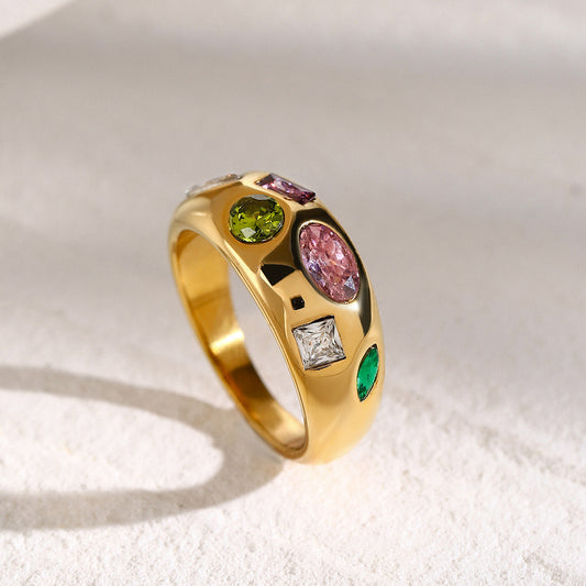 18K Gold Bejeweled Ring