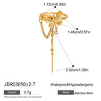 18K Gold Butterfly Safety Pin Tassle Charm Ring