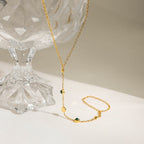 18K Gold Waterproof Emerald Gem Hand Chain Bracelet