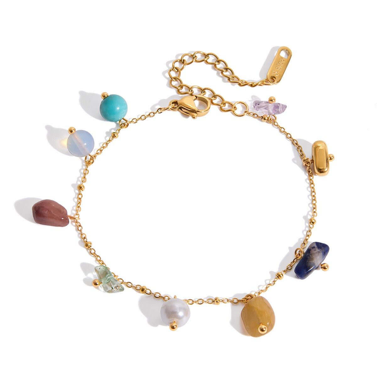 18K Gold Sunkissed Memory Color Beads Chain Bracelet
