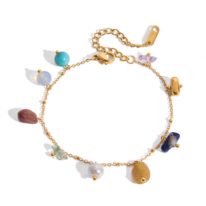 18K Gold Sunkissed Memory Color Beads Chain Bracelet