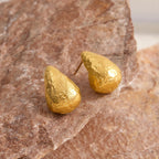 18K Gold Teardrop Opal Stud Earrings Ear Cuff Set