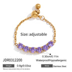 18K Gold Daydream Pink Butterfly Color Stones Adjustable Chain Ring