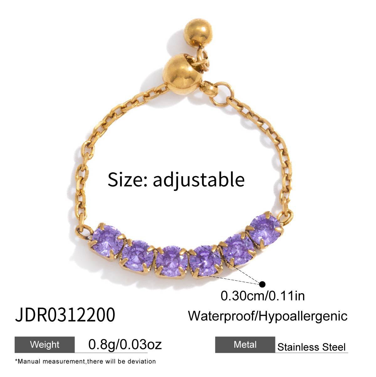 18K Gold Daydream Pink Butterfly Color Stones Adjustable Chain Ring