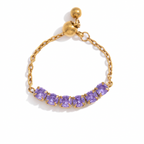 18K Gold Daydream Pink Butterfly Color Stones Adjustable Chain Ring