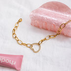 18K Gold Bling Heart Circle Chain Bracelet
