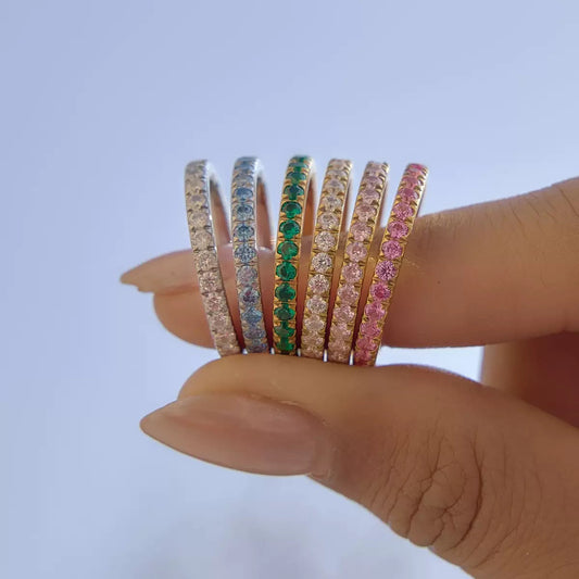18K Gold and Silver Gem Palette Eternity Ring