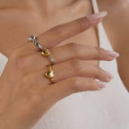 18K Gold and Silver Two Tone Rotating Heart Stacking Ring