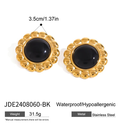 18K Gold Retro Color Statement Stud Earrings