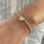18K Gold Heart Tennis Bracelet