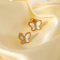 18K Butterfly Mother of Pearl Stud Earrings