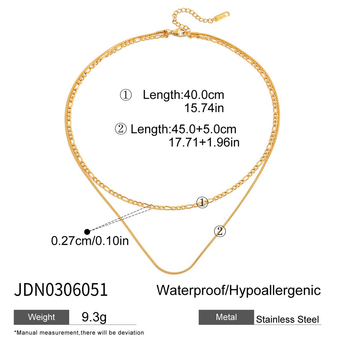 18K Gold Perfect Match Pendant Rope Chain Necklace Set