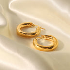 18K Gold Classic Thick Small Hoop Huggie Earrings