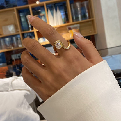 18K Gold Unique Flow Forever Jewel Statement Ring