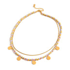18K Gold Pastel Color Beaded Chain Bracelet