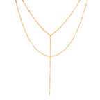 18K Gold Minimalist Layered Lariat Necklace