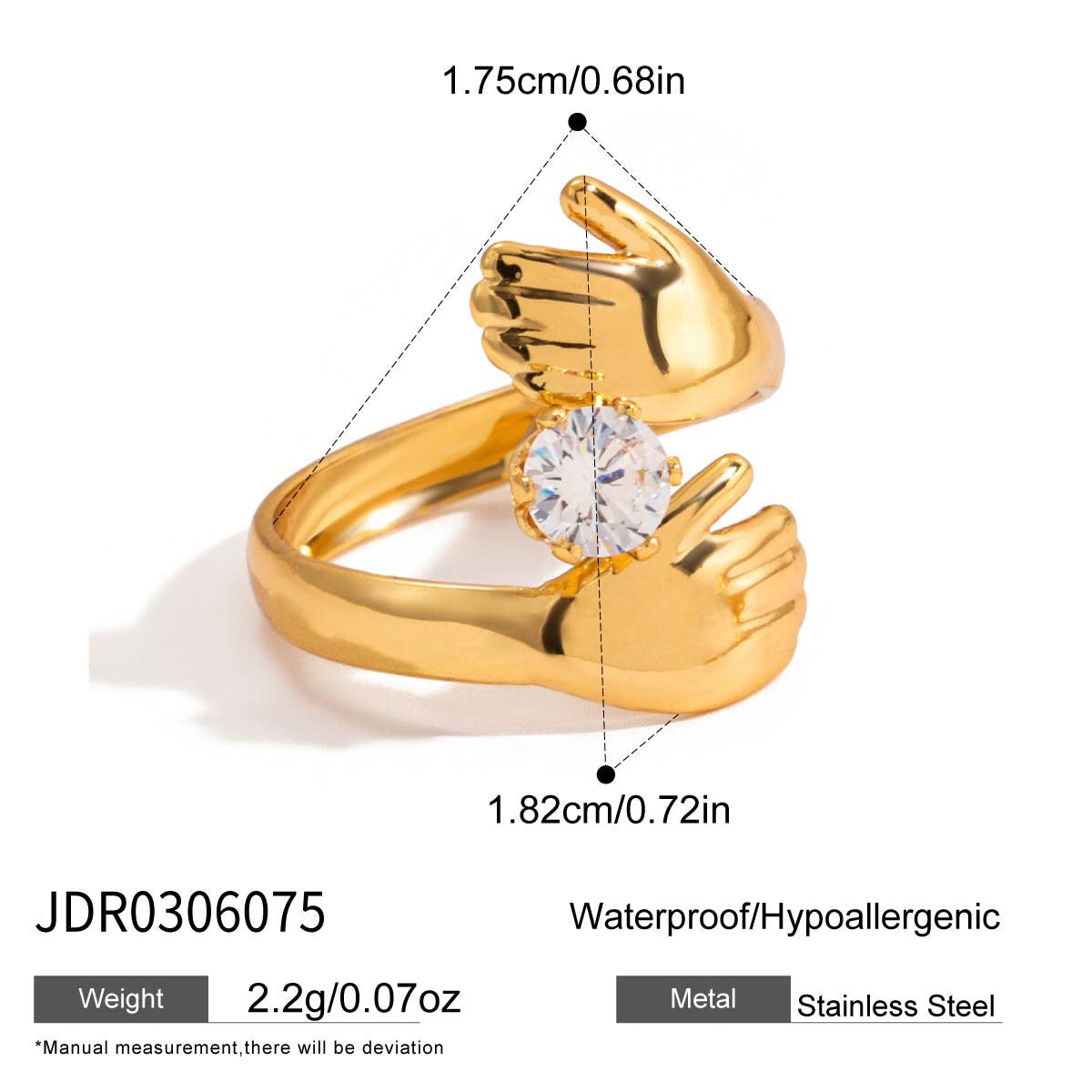 18K Gold Daily Glam Flower Heart CZ Statement Rings Set