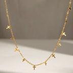 18K Gold Cross Dainty Chain Necklace