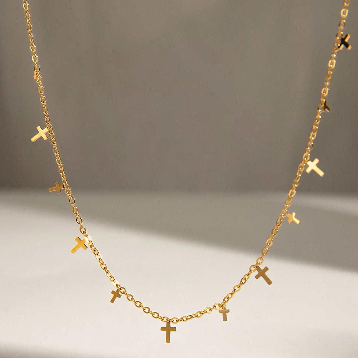 18K Gold Cross Dainty Chain Necklace