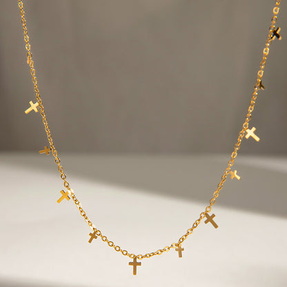 18K Gold Cross Dainty Chain Necklace