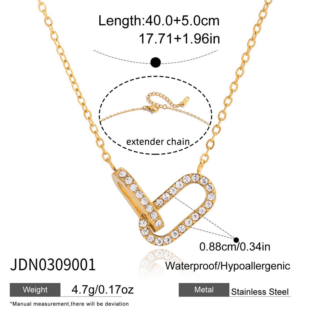 18K Gold Linked Desire Dainty Pendant CZ Necklace