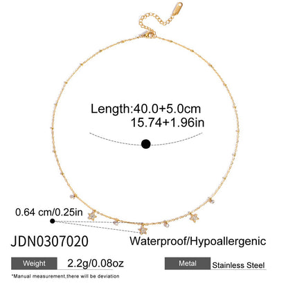18K Gold Tempting Shimmer Heart Star Dainty Chain Necklace