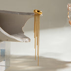 18K Gold Drop Dangle Ear Cuff