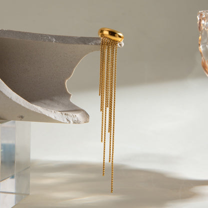 18K Gold Drop Dangle Ear Cuff