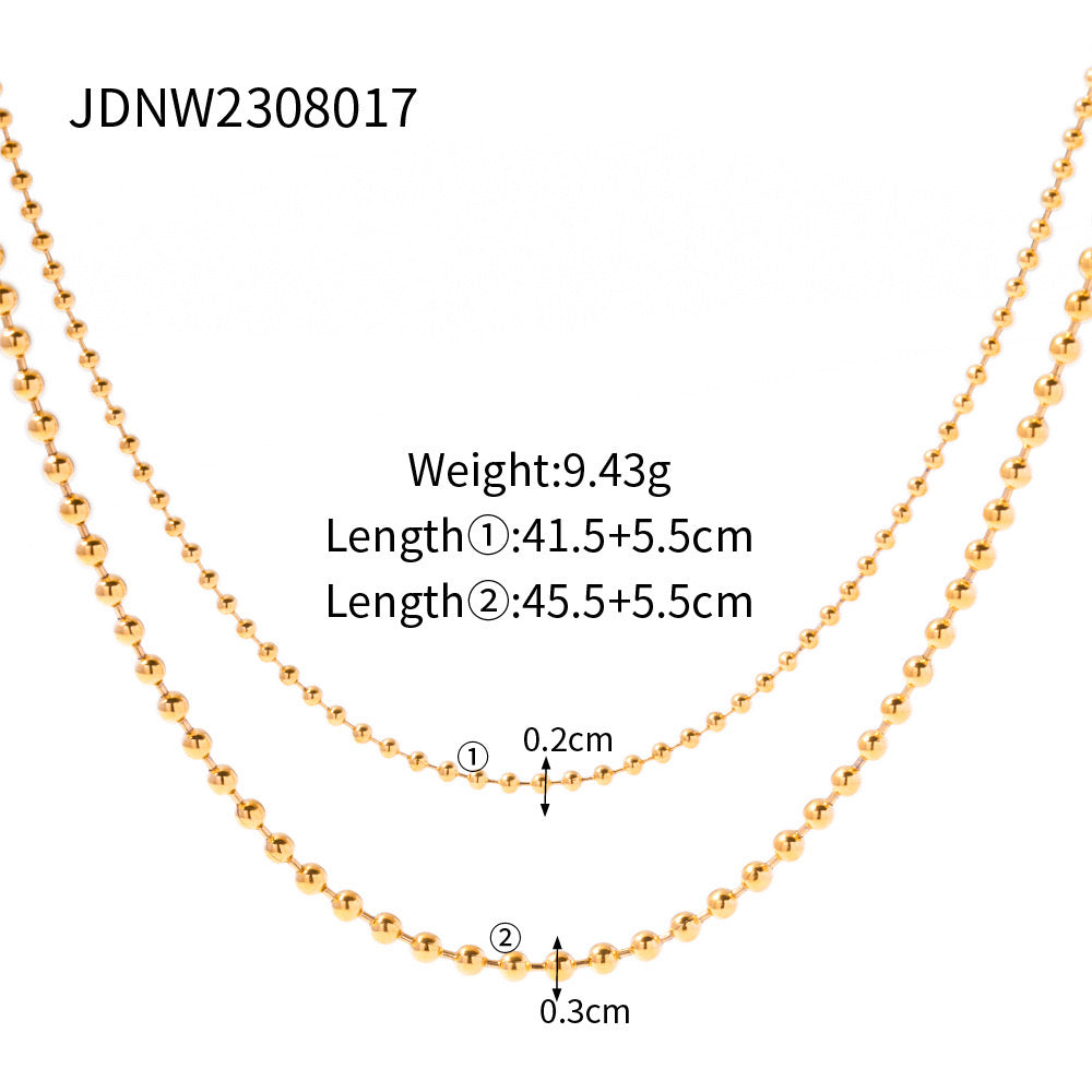 18K Gold Dainty Beaded Chain Layered Necklace Set
