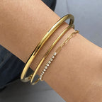 18K Gold Minimalist Paperclip Chain Silm Bangle Tennis Bracelet Stack