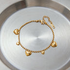 18K Gold Waterproof Flipped Heart Dainty Hand Jewelry Chain Bracelet