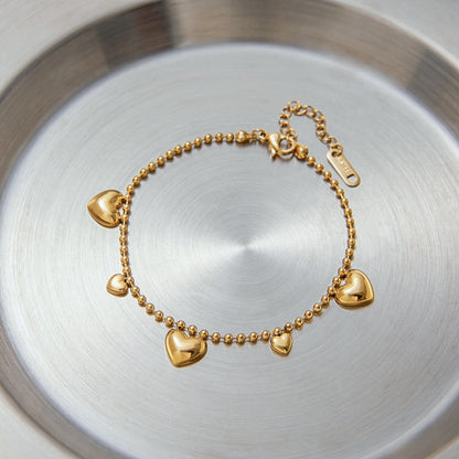 18K Gold Waterproof Flipped Heart Dainty Hand Jewelry Chain Bracelet