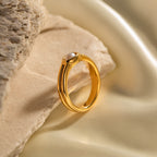 18K Gold Minimalist Elegance Pearl Stacking Ring