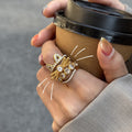 18K Gold Whiskered charm Pave Cat Tennis Stacking Ring