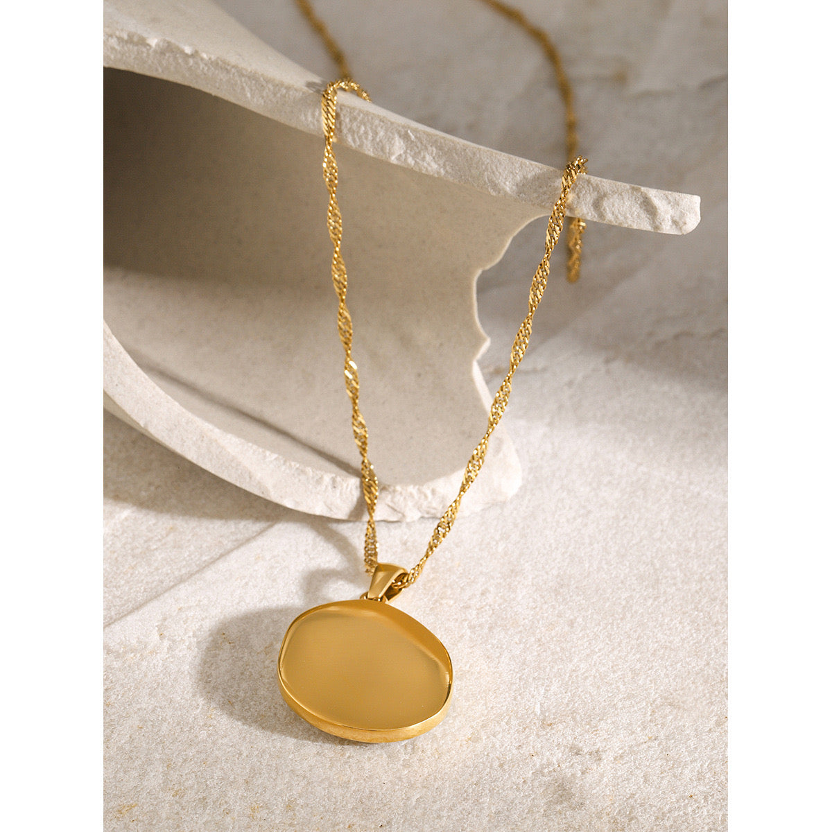 18K Gold Cupid Coin Pendant CZ Necklace