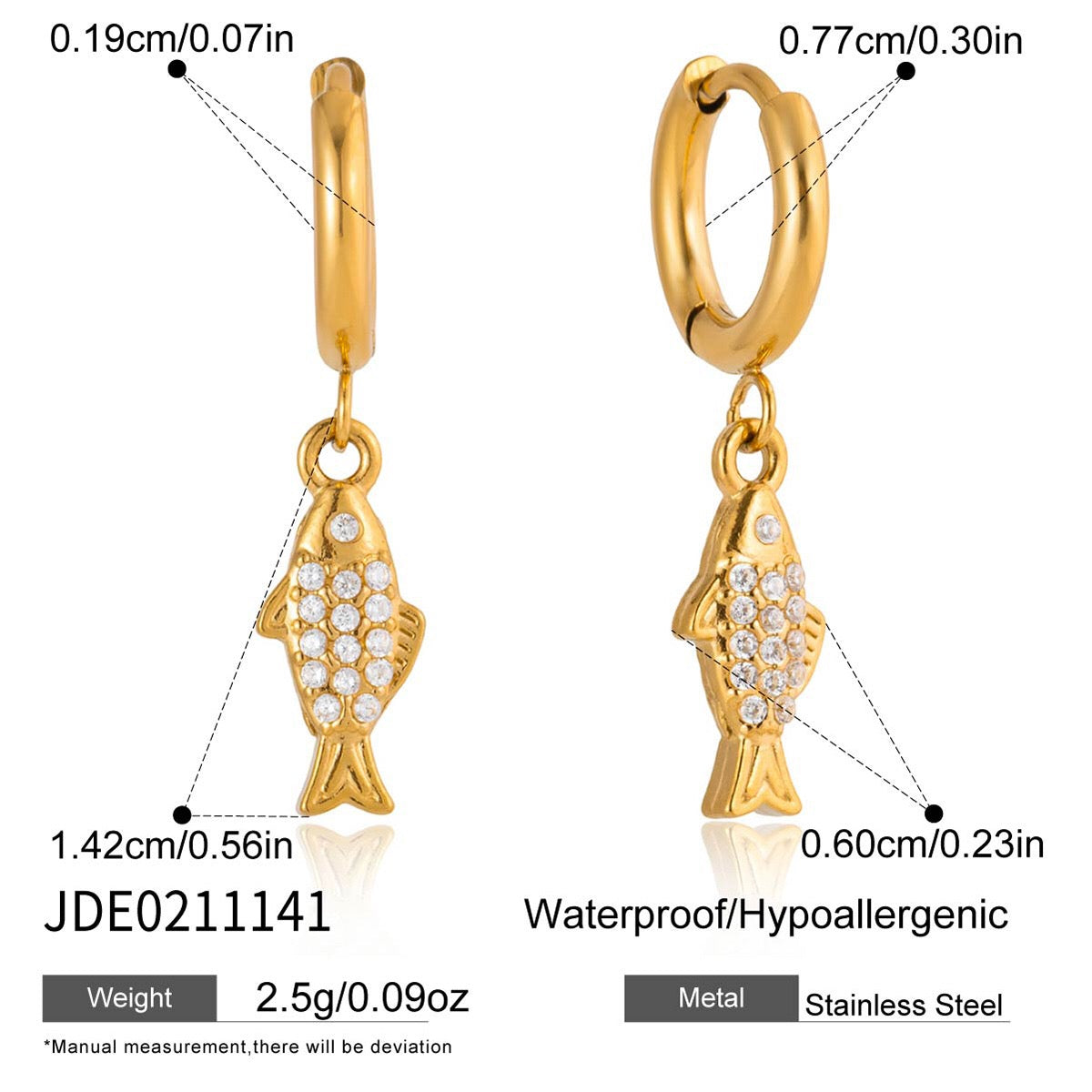 18K Gold Ocean Sparkle Seashell Palm Tree Small Hoop Huggie Earrings with Charm