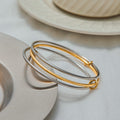 18K Gold and Silver Two Tone Connected Silm Bangle Bracelets Stack
