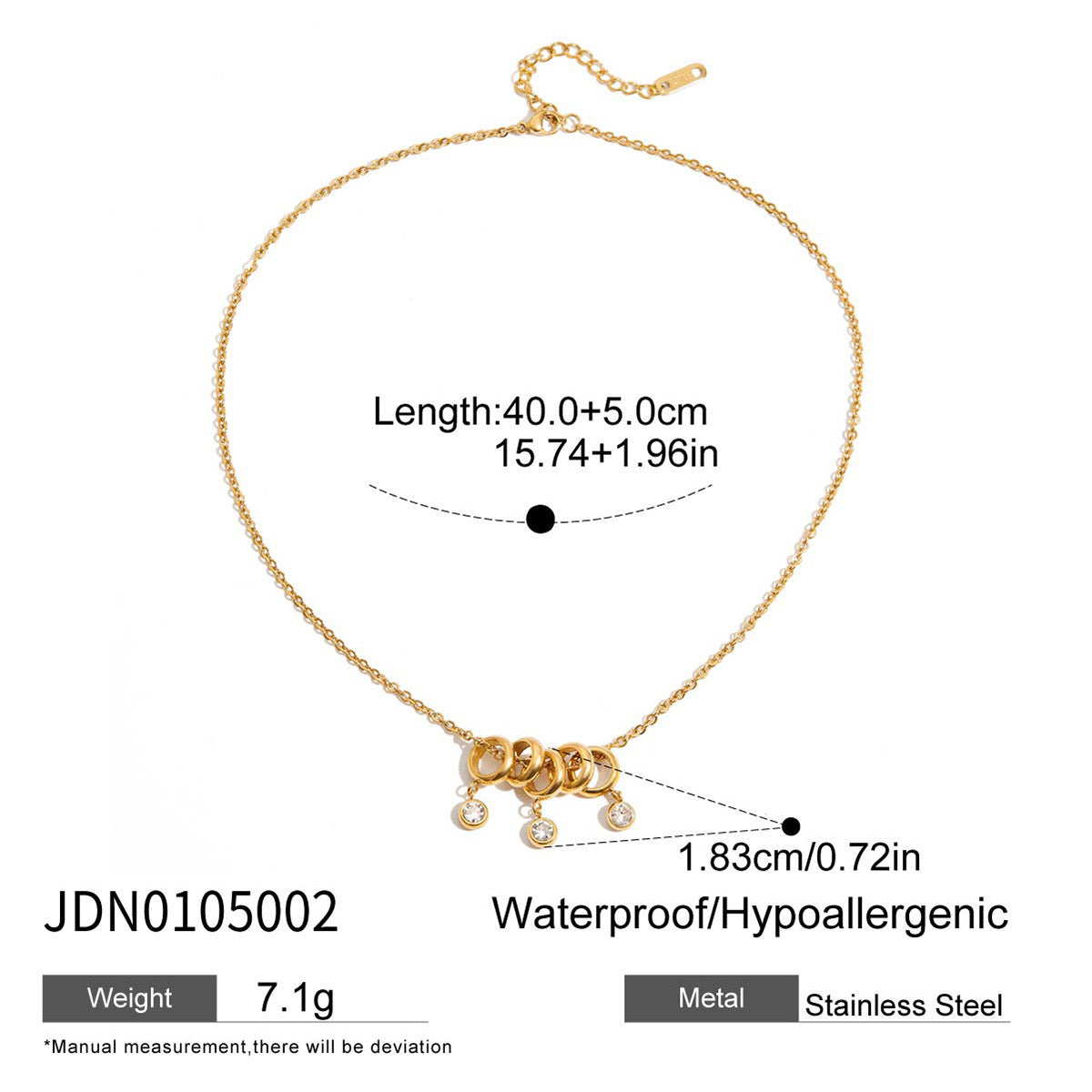 18K Gold Starry Ring Charm Pendant Herringbone Snake Chain Layered Necklace Set