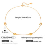 18K Gold Seashell Chain Choker Necklace