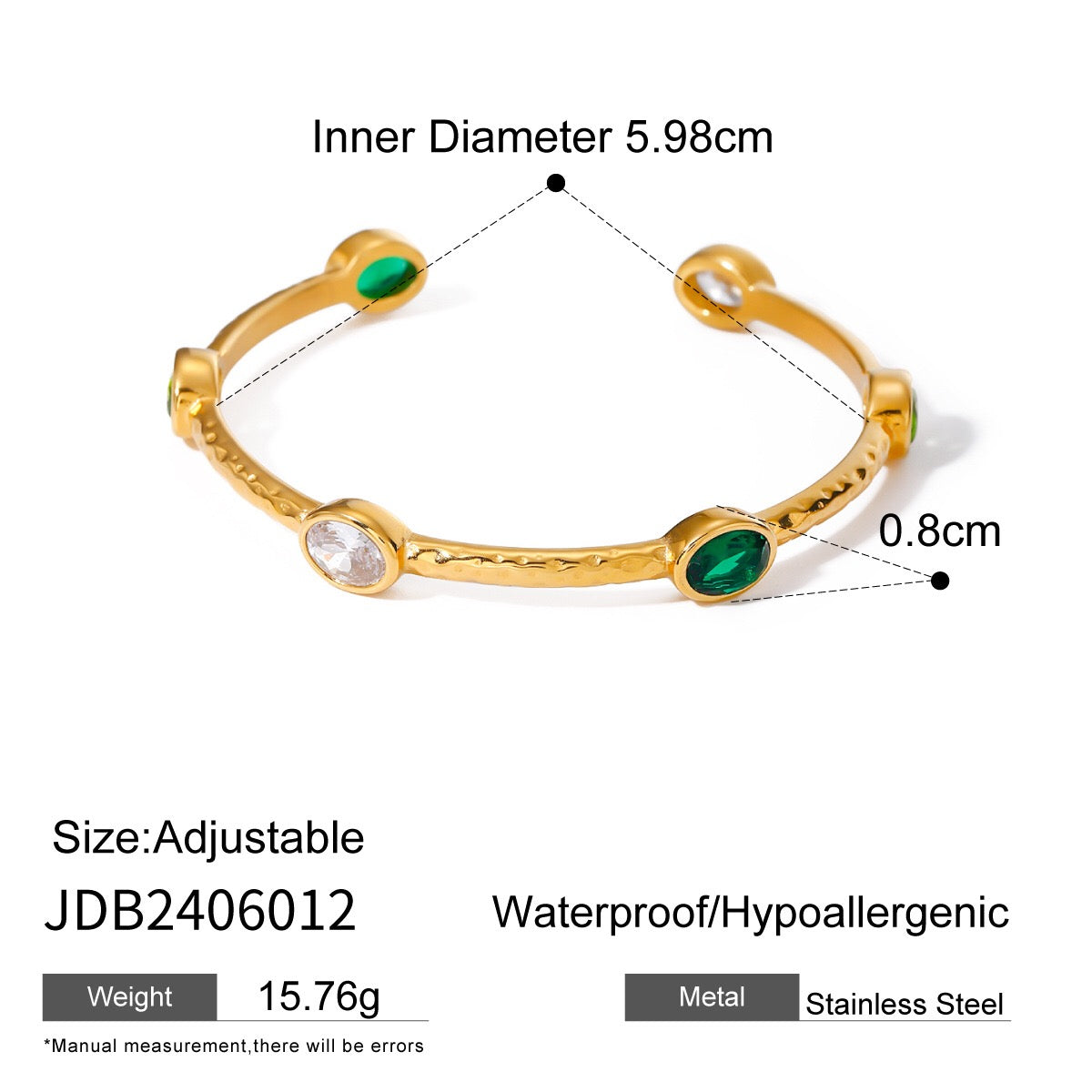 18K Gold Emerald Bangle Bracelet