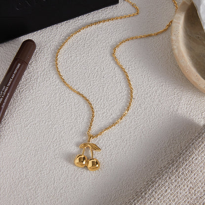18K Gold Cherry Crush Pendant Cute Necklace