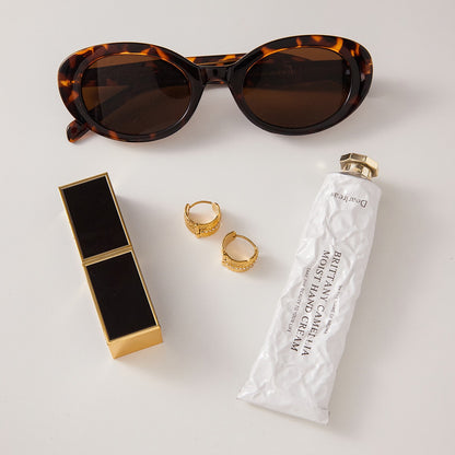 18K Gold Gentle Breeze Leaf CZ Small Hoop Huggie Earrings