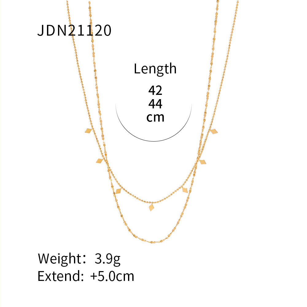 18K Gold Dainty Fringe Chain Layered Necklace