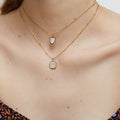 18K Gold Mother of Pearl Dainty Pendant Necklace