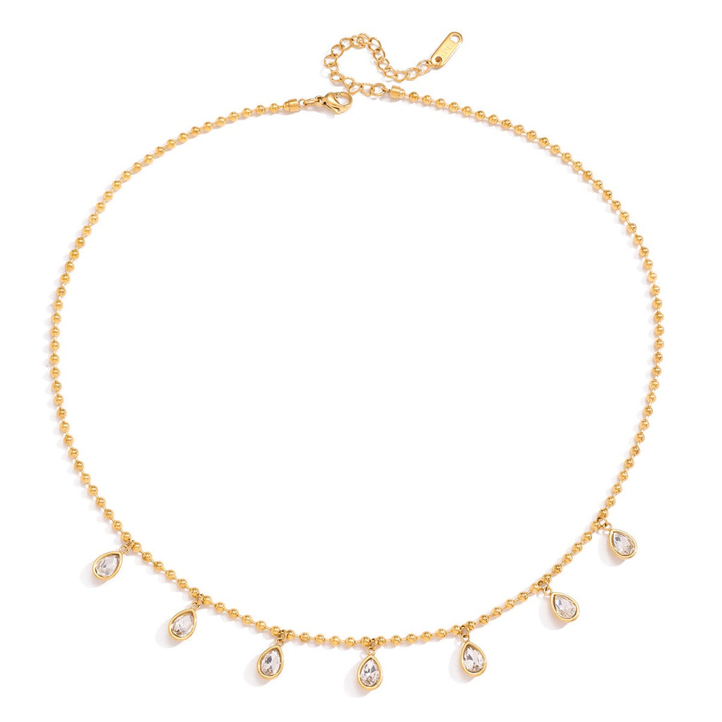 18K Gold Starlight Sprinkle Dainty CZ Chain Necklace