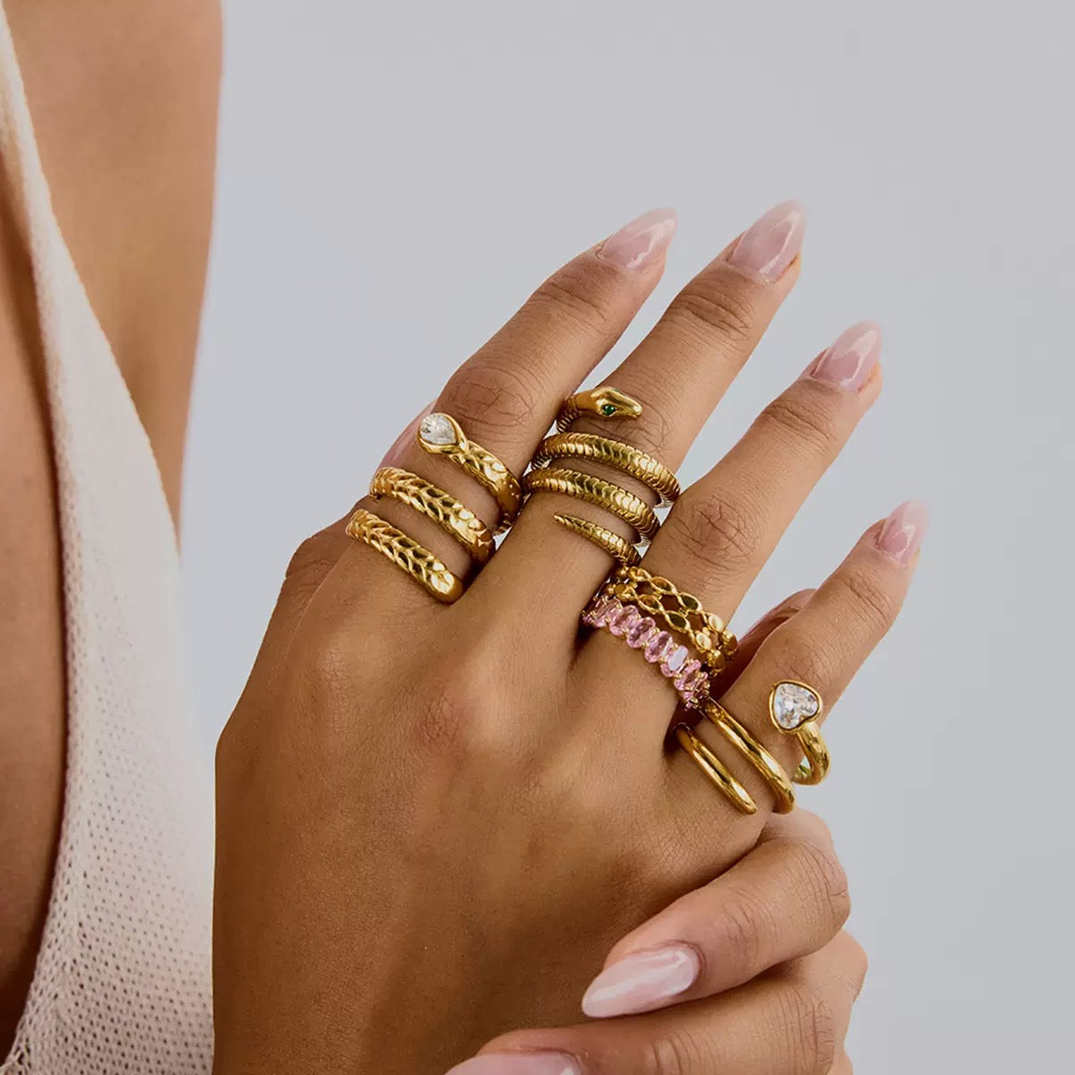 18K Gold Olive Branch Statement Ring