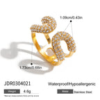 18K Gold Runway Chic Safety Pin CZ Pearl Statement Rings